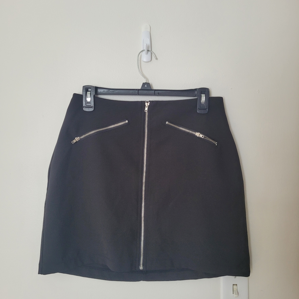 Charlotte Russe Black Mini Skirt with Zipper Accents